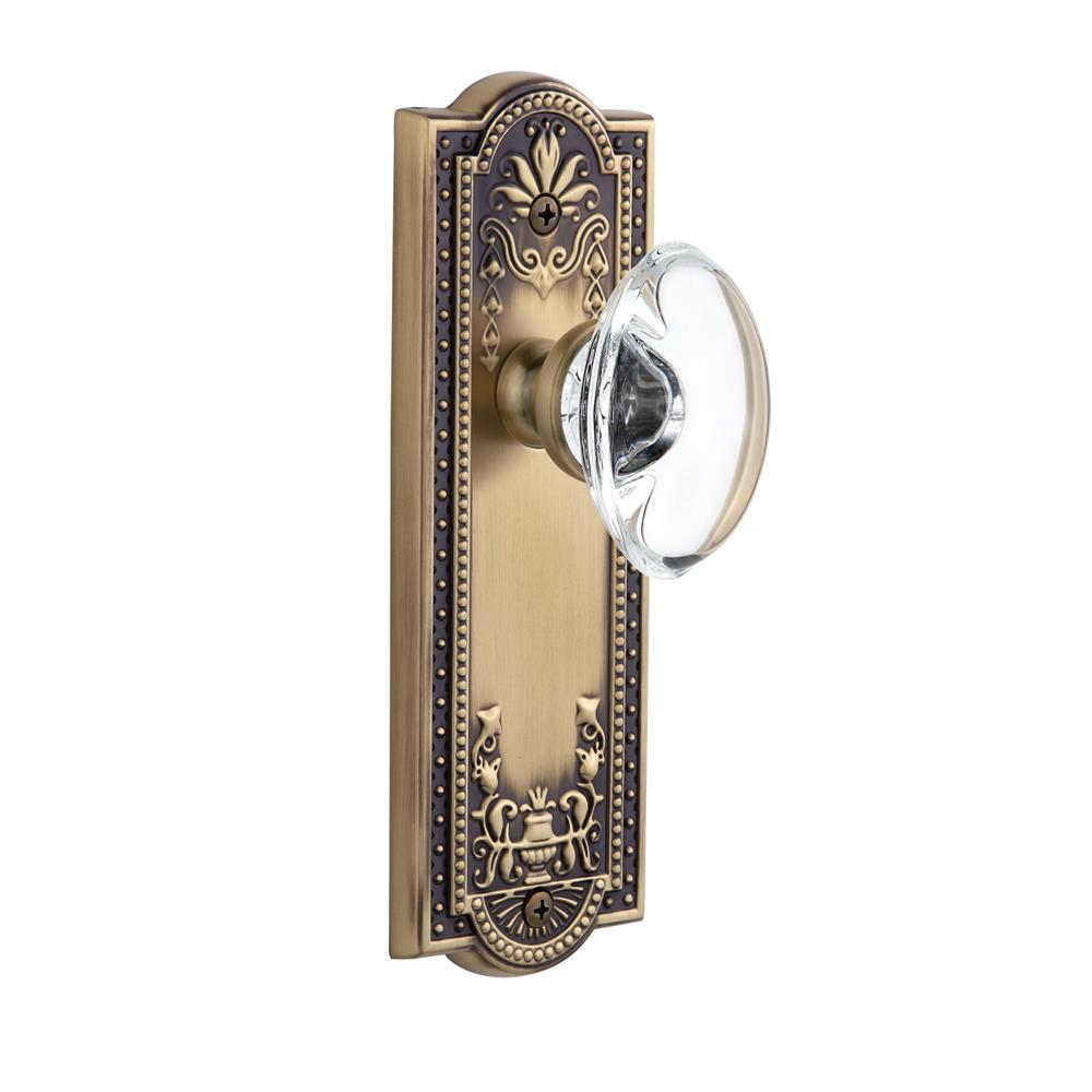 Grandeur by Nostalgic Warehouse PARPRO Privacy Knob - Parthenon Plate with Provence Crystal Knob in Vintage Brass